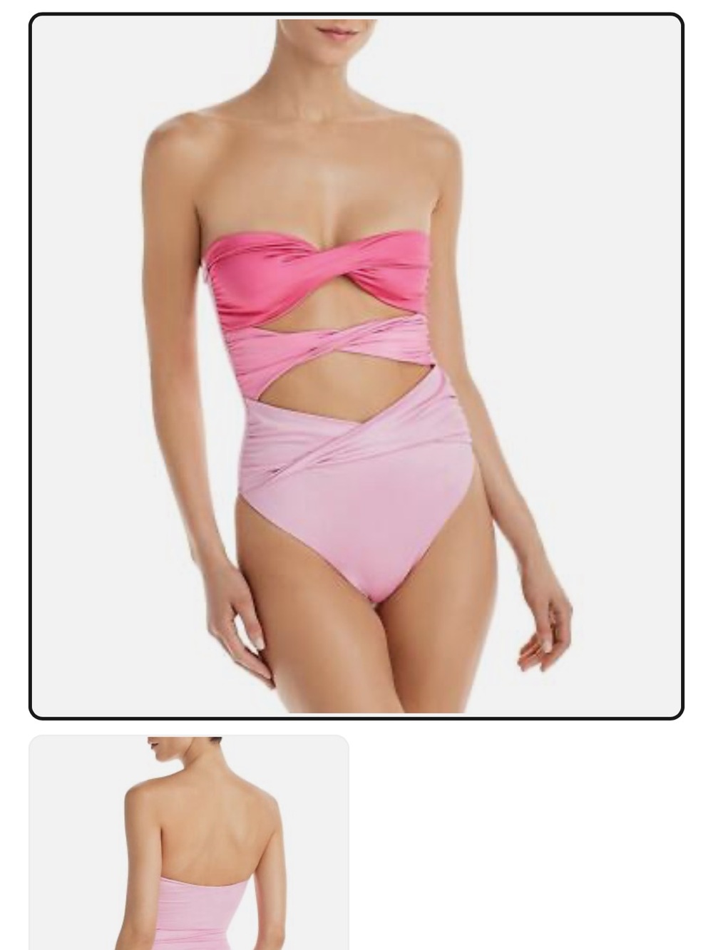 BNWT Baobab Strapless Pink Twist-Cutout One-Piece Swimsuit